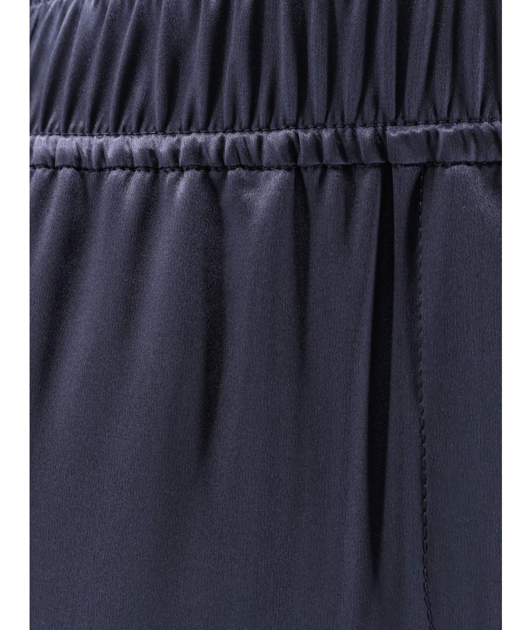 BRUNELLO CUCINELLI Синие шелковые прямые брюки, фото 3