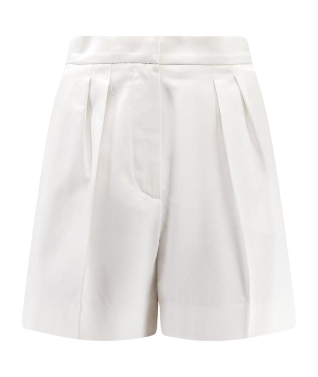 MAX MARA Белые хлопко-эластановые шорты, фото 1