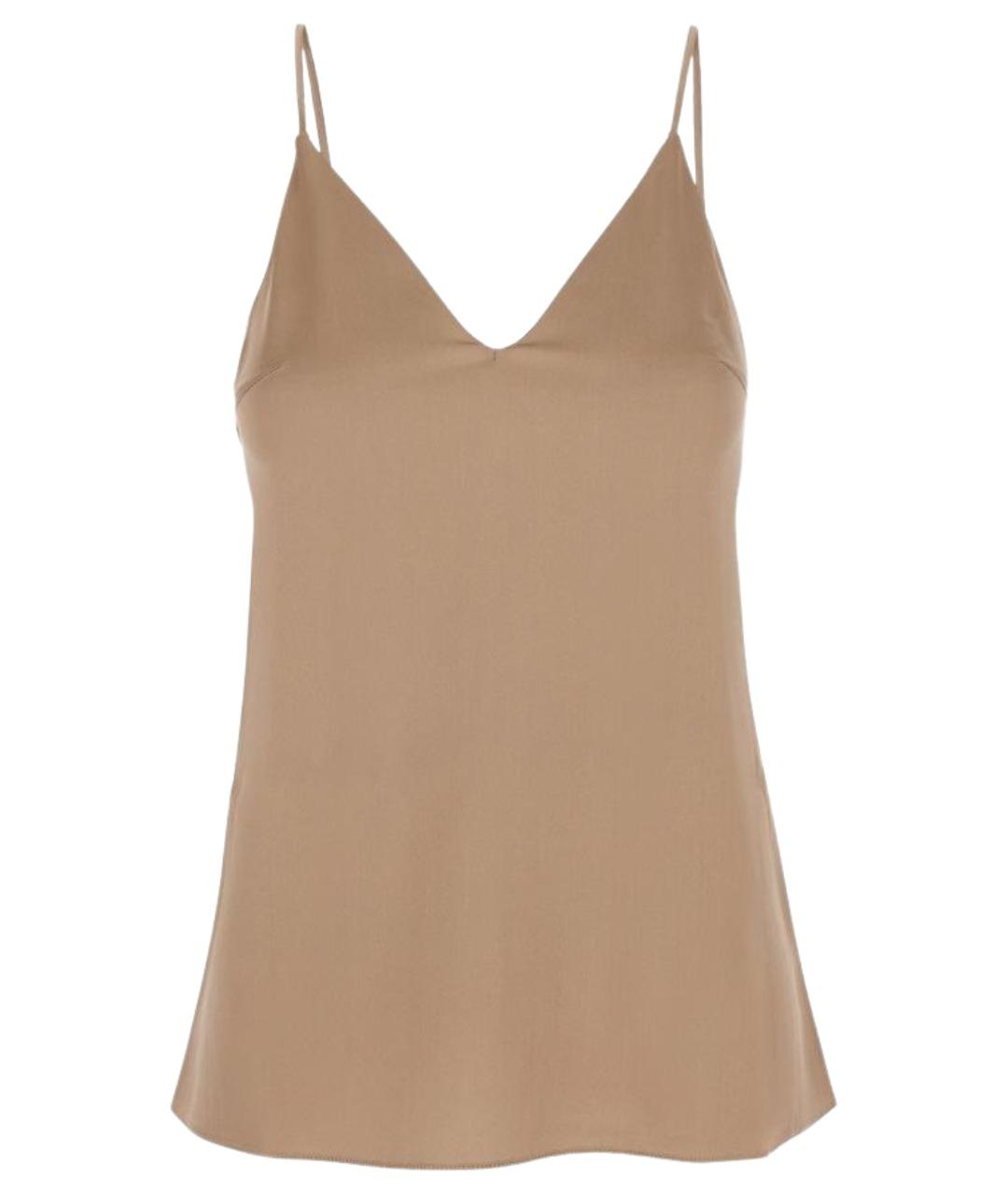 BRUNELLO CUCINELLI Бежевая шелковая майка, фото 1