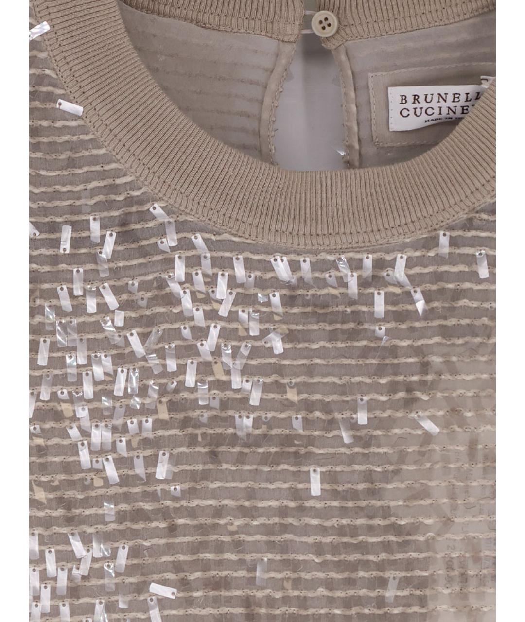 BRUNELLO CUCINELLI Бежевая шелковая блузы, фото 3
