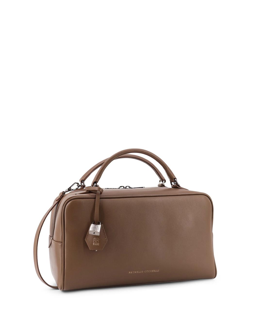 BRUNELLO CUCINELLI Коричневая кожаная сумка тоут, фото 3