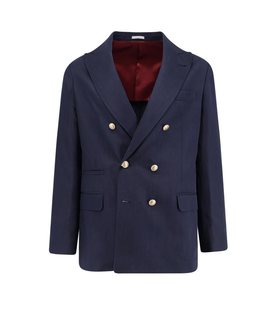 BRUNELLO CUCINELLI Темно-синий шелковый пиджак, фото 1