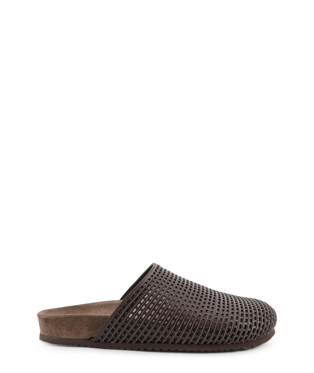 BRUNELLO CUCINELLI Коричневые кожаные мюли, фото 1