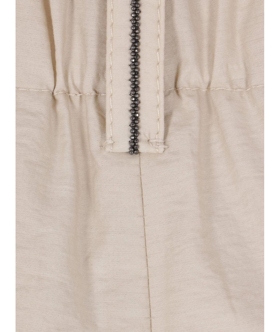 BRUNELLO CUCINELLI Бежевые хлопковые прямые брюки, фото 3