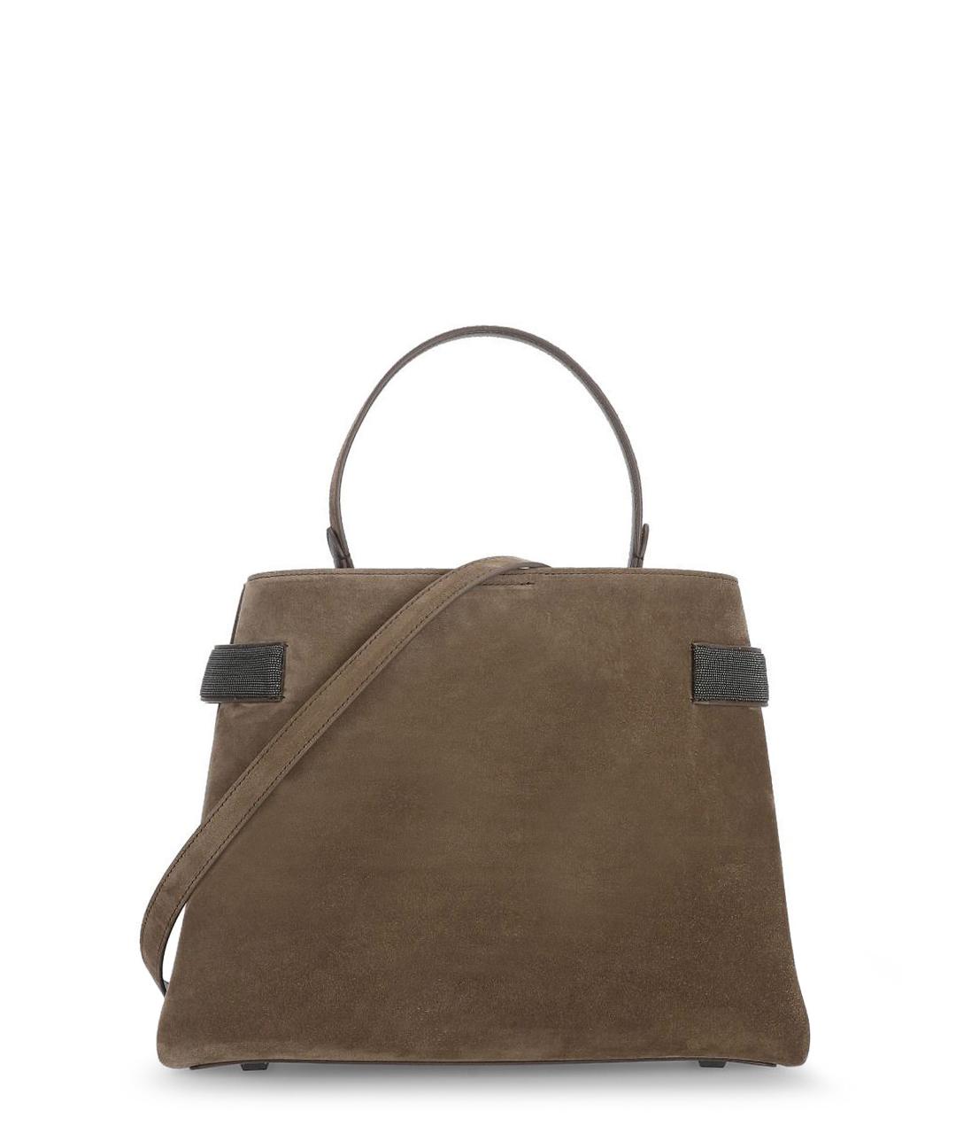 BRUNELLO CUCINELLI Коричневая замшевая сумка тоут, фото 2