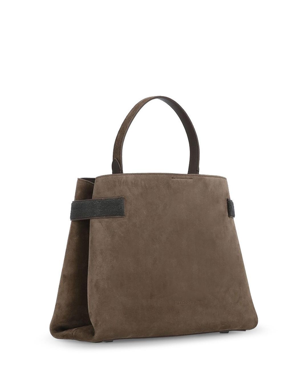 BRUNELLO CUCINELLI Коричневая замшевая сумка тоут, фото 3