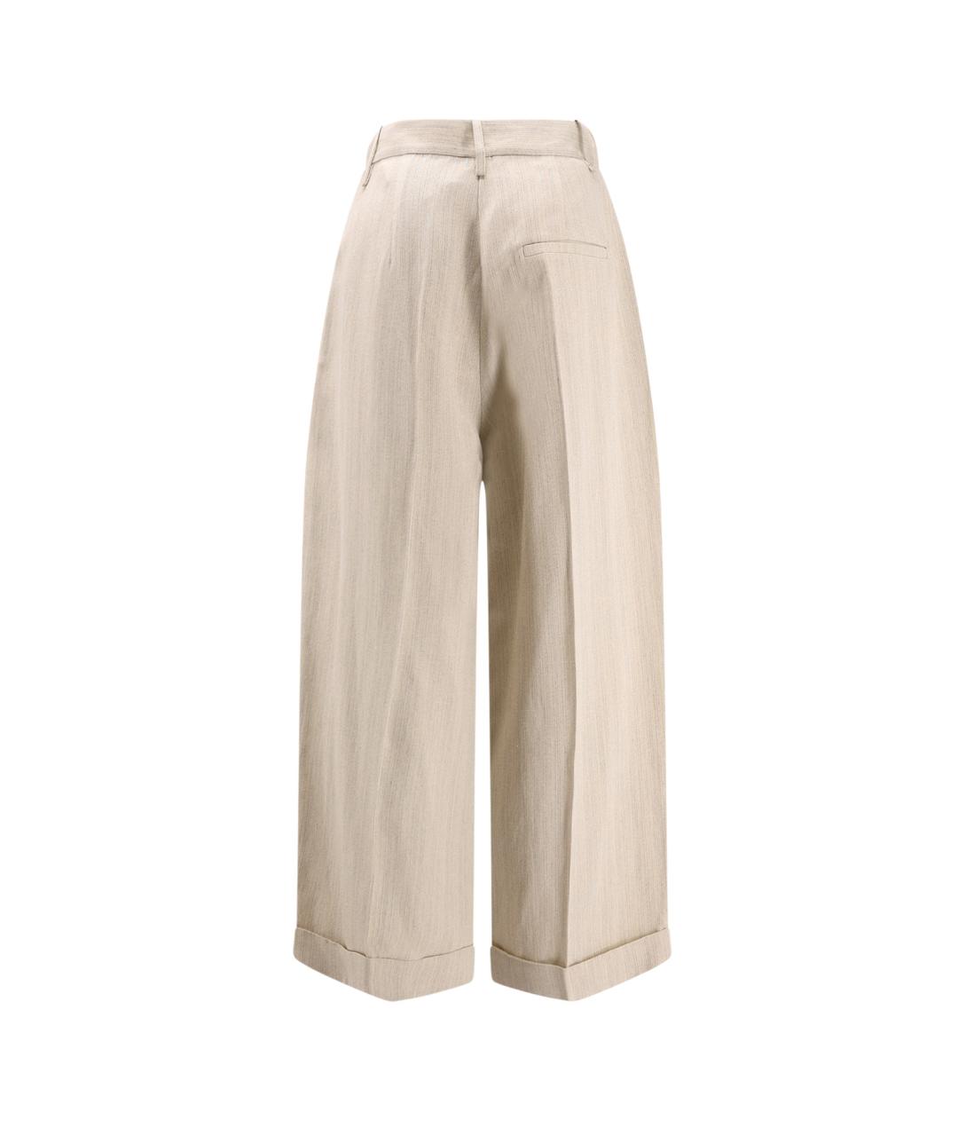 ALYSI Бежевые вискозные прямые брюки, фото 2