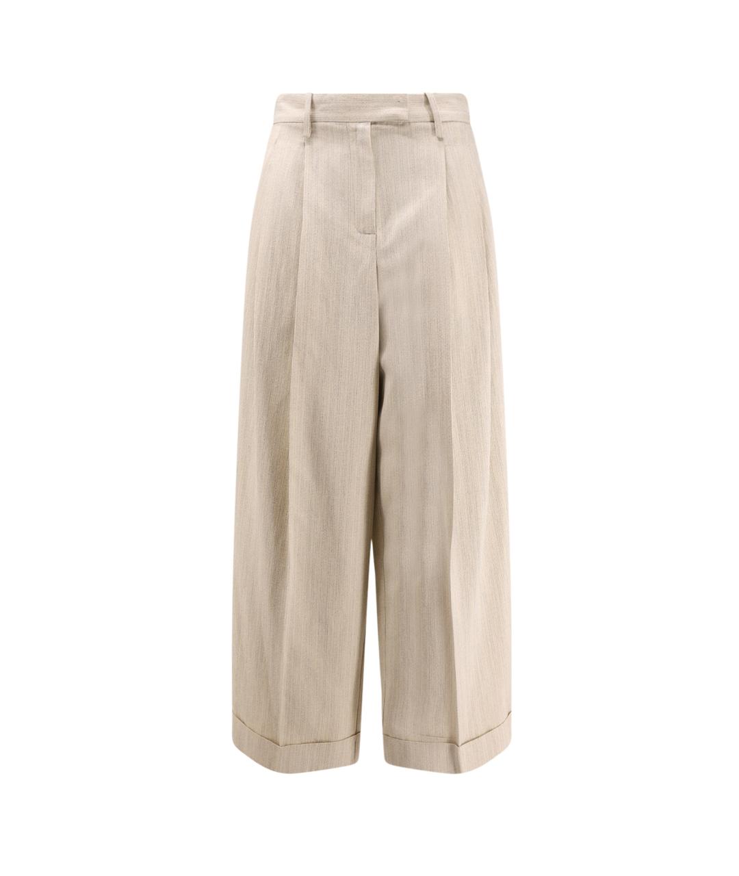 ALYSI Бежевые вискозные прямые брюки, фото 1