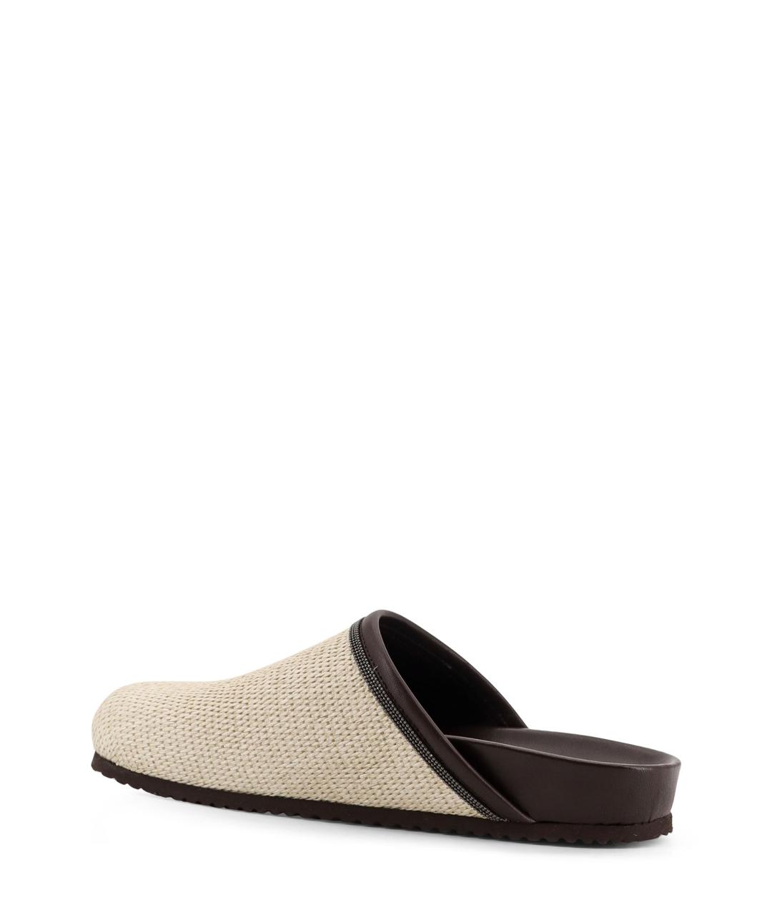 BRUNELLO CUCINELLI Бежевые текстильные мюли, фото 3