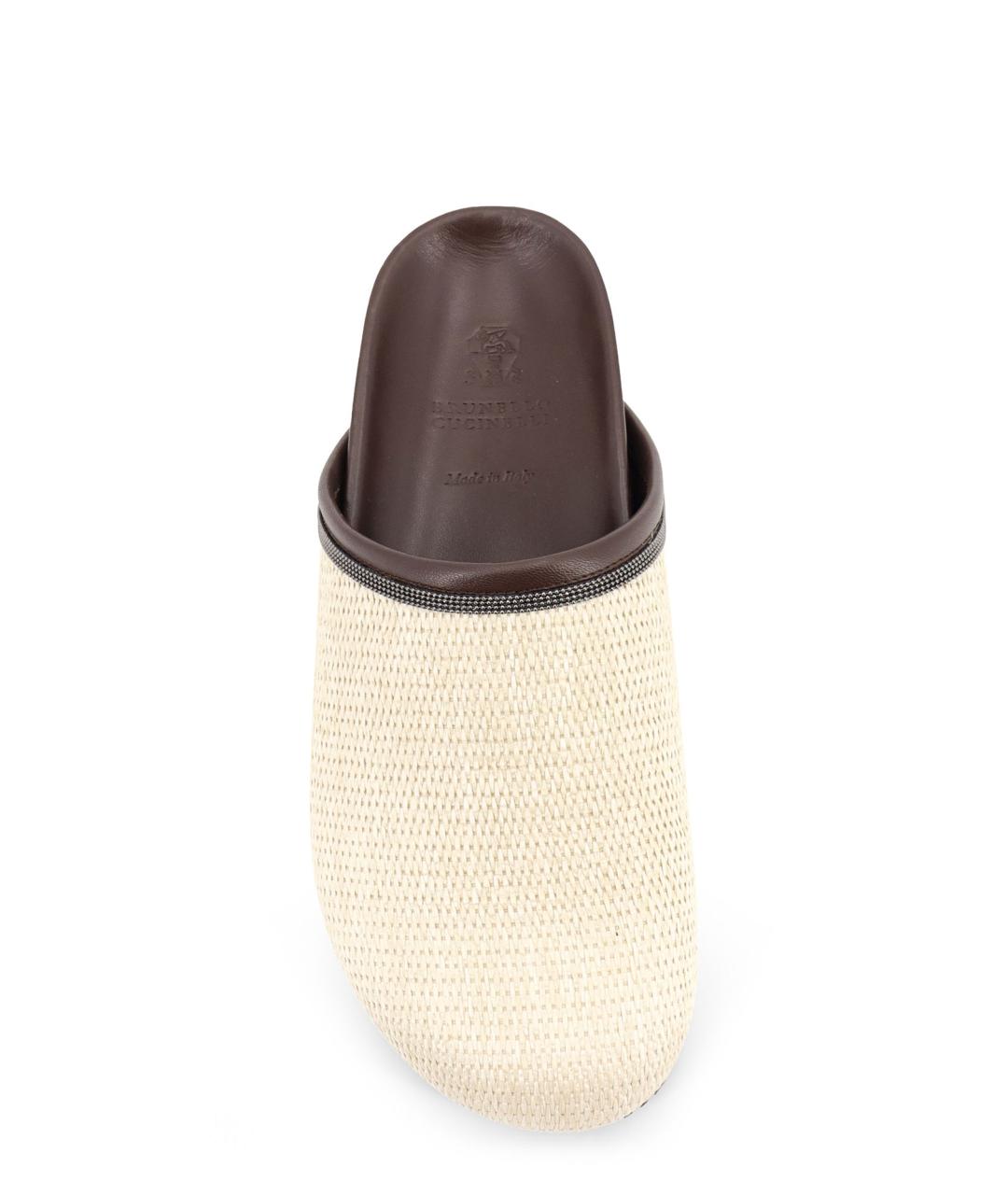 BRUNELLO CUCINELLI Бежевые текстильные мюли, фото 5
