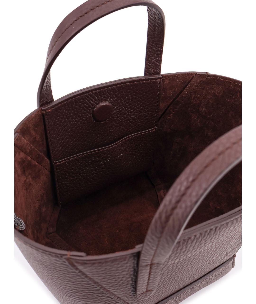 BRUNELLO CUCINELLI Бордовая кожаная сумка тоут, фото 4