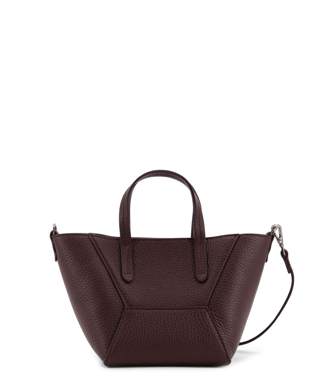 BRUNELLO CUCINELLI Бордовая кожаная сумка тоут, фото 2