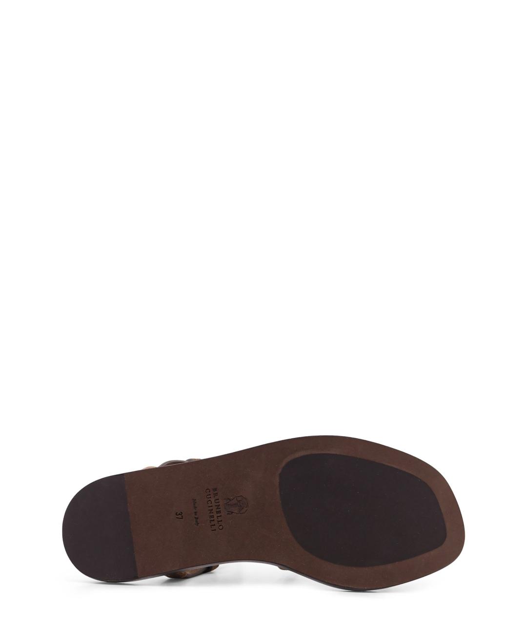 BRUNELLO CUCINELLI Коричневые замшевые босоножки, фото 4