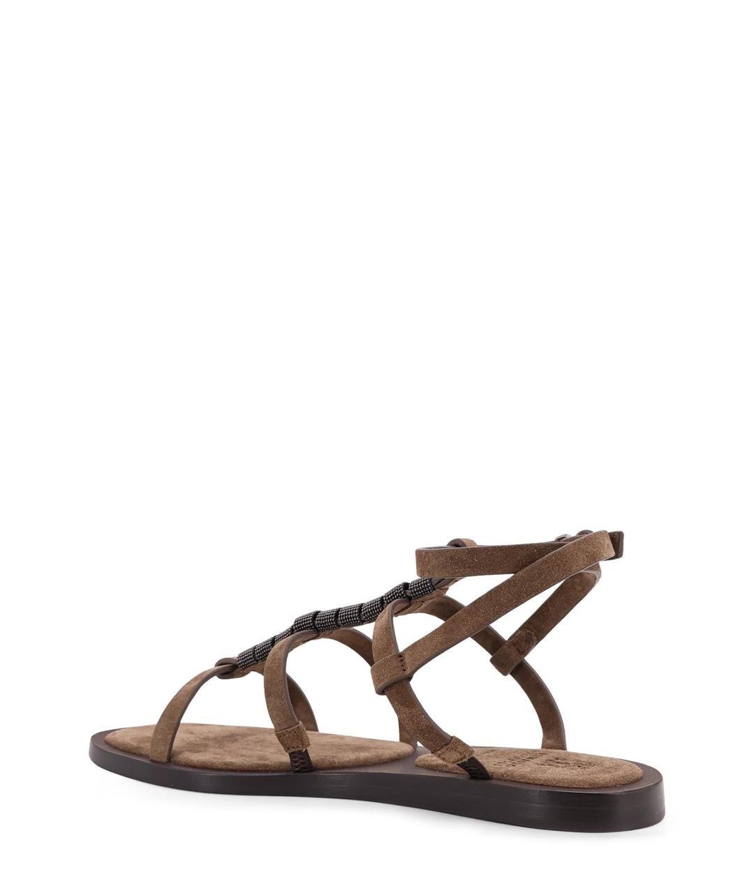 BRUNELLO CUCINELLI Коричневые замшевые босоножки, фото 3