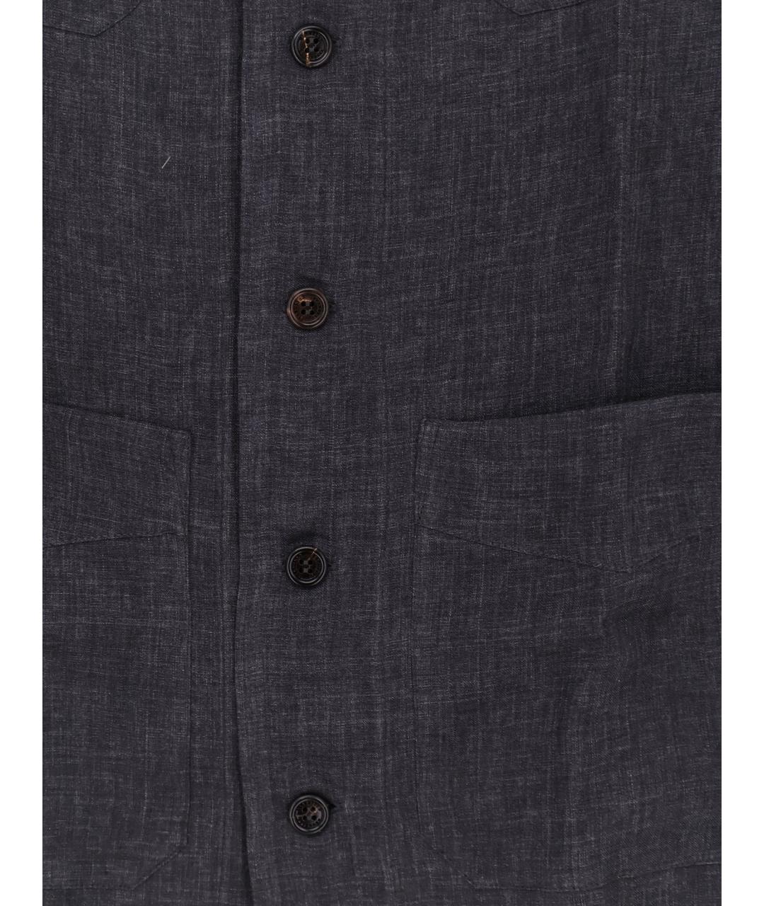 BRUNELLO CUCINELLI Серая льняная классическая рубашка, фото 3