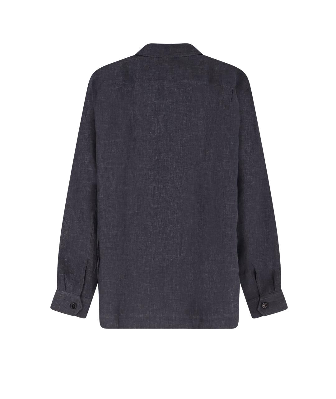 BRUNELLO CUCINELLI Серая льняная классическая рубашка, фото 2