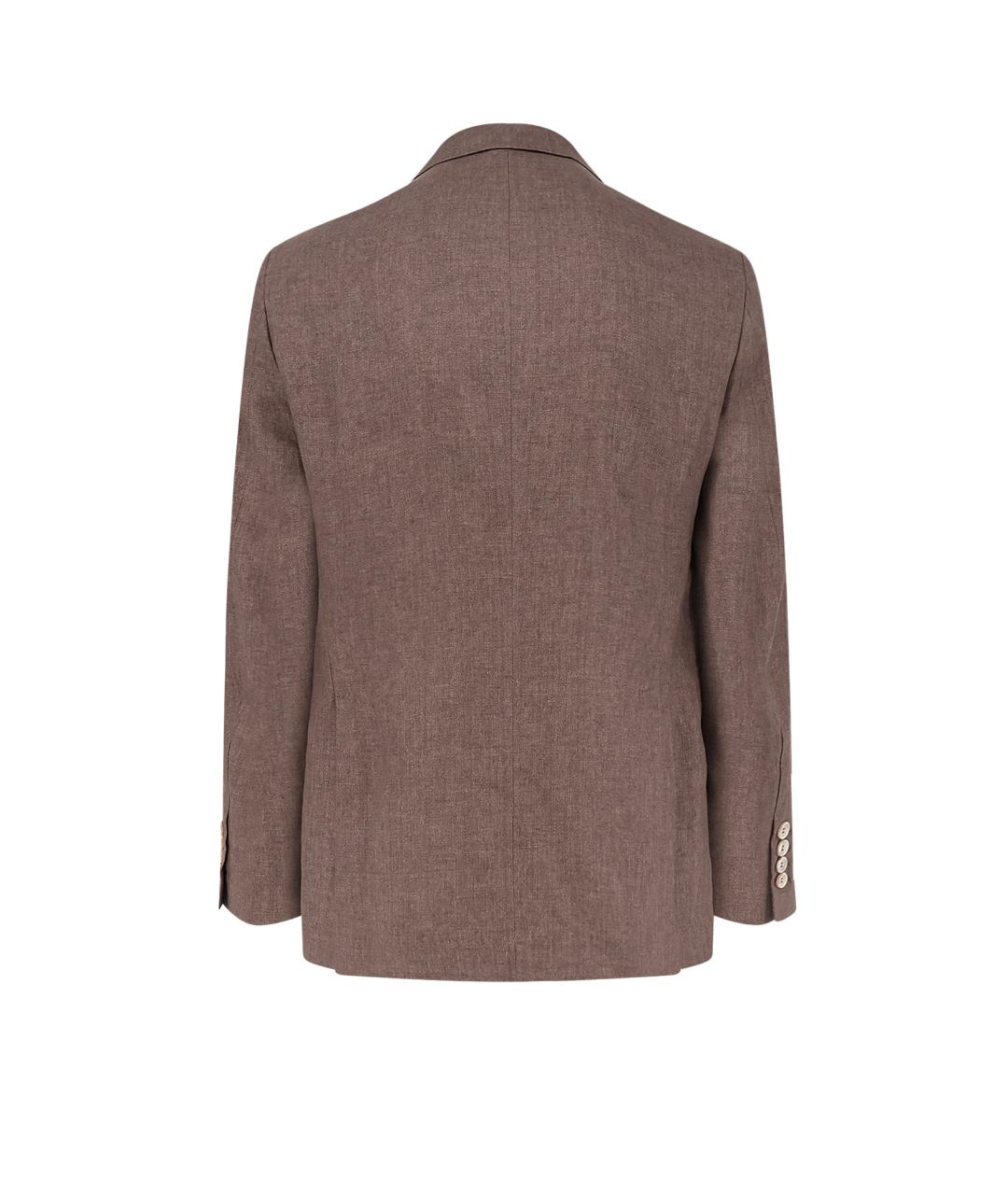 BRUNELLO CUCINELLI Коричневый льняной пиджак, фото 2