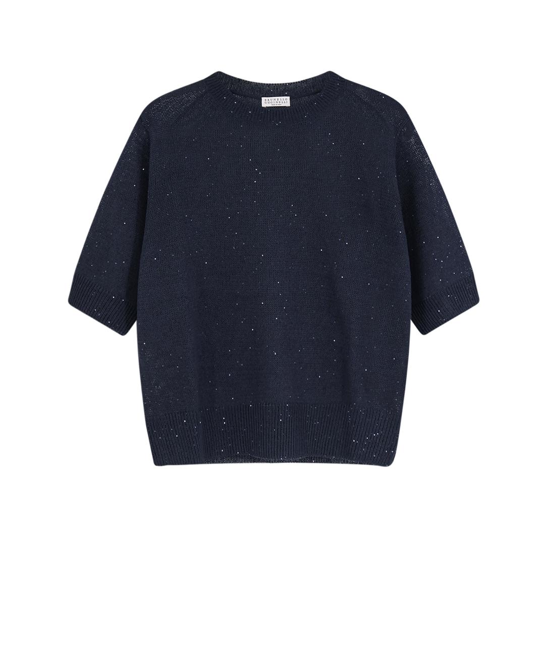 BRUNELLO CUCINELLI Темно-синий льняной джемпер / свитер, фото 1