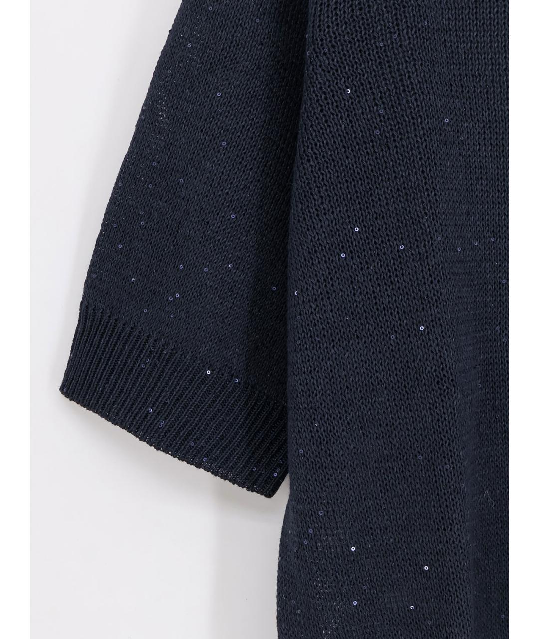 BRUNELLO CUCINELLI Темно-синий льняной джемпер / свитер, фото 3