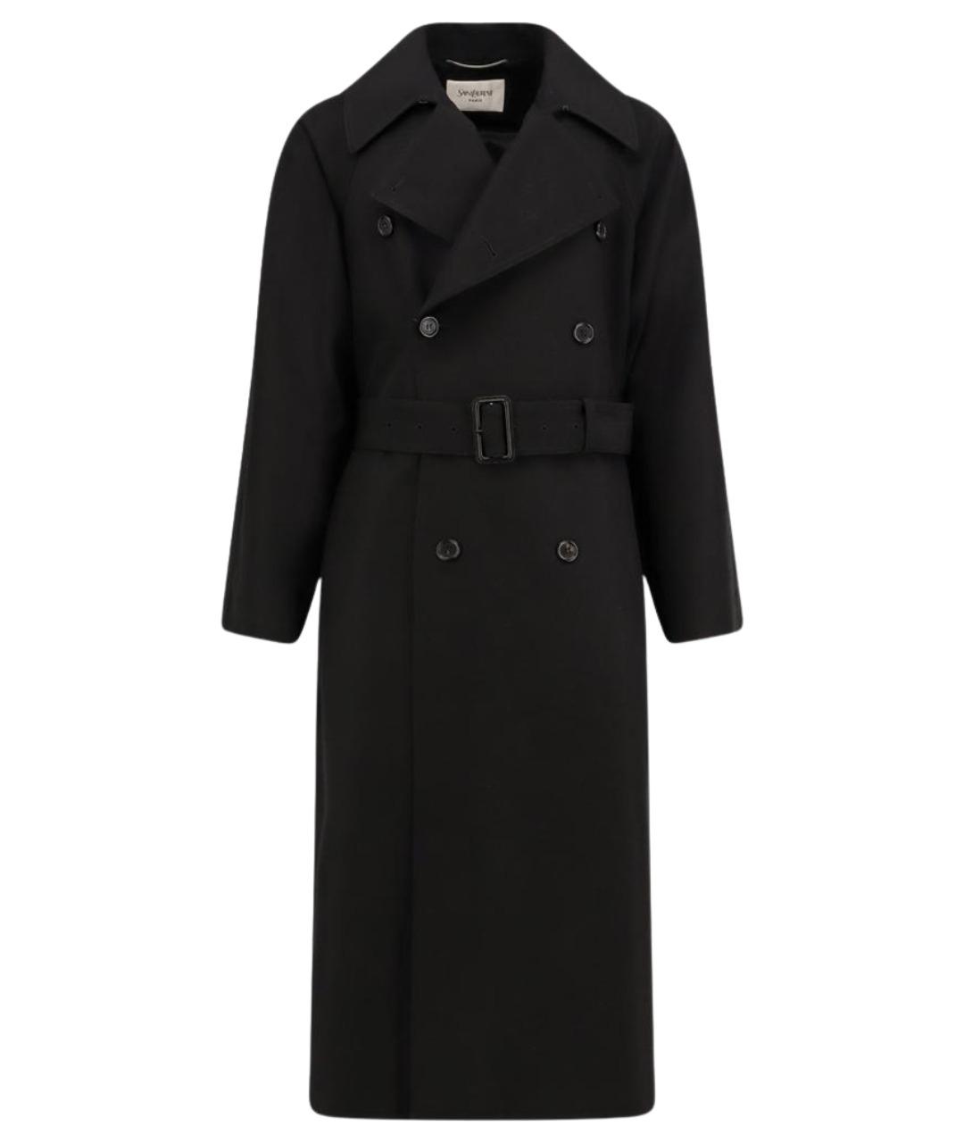 SAINT LAURENT Черный шерстяной тренч / плащ, фото 1