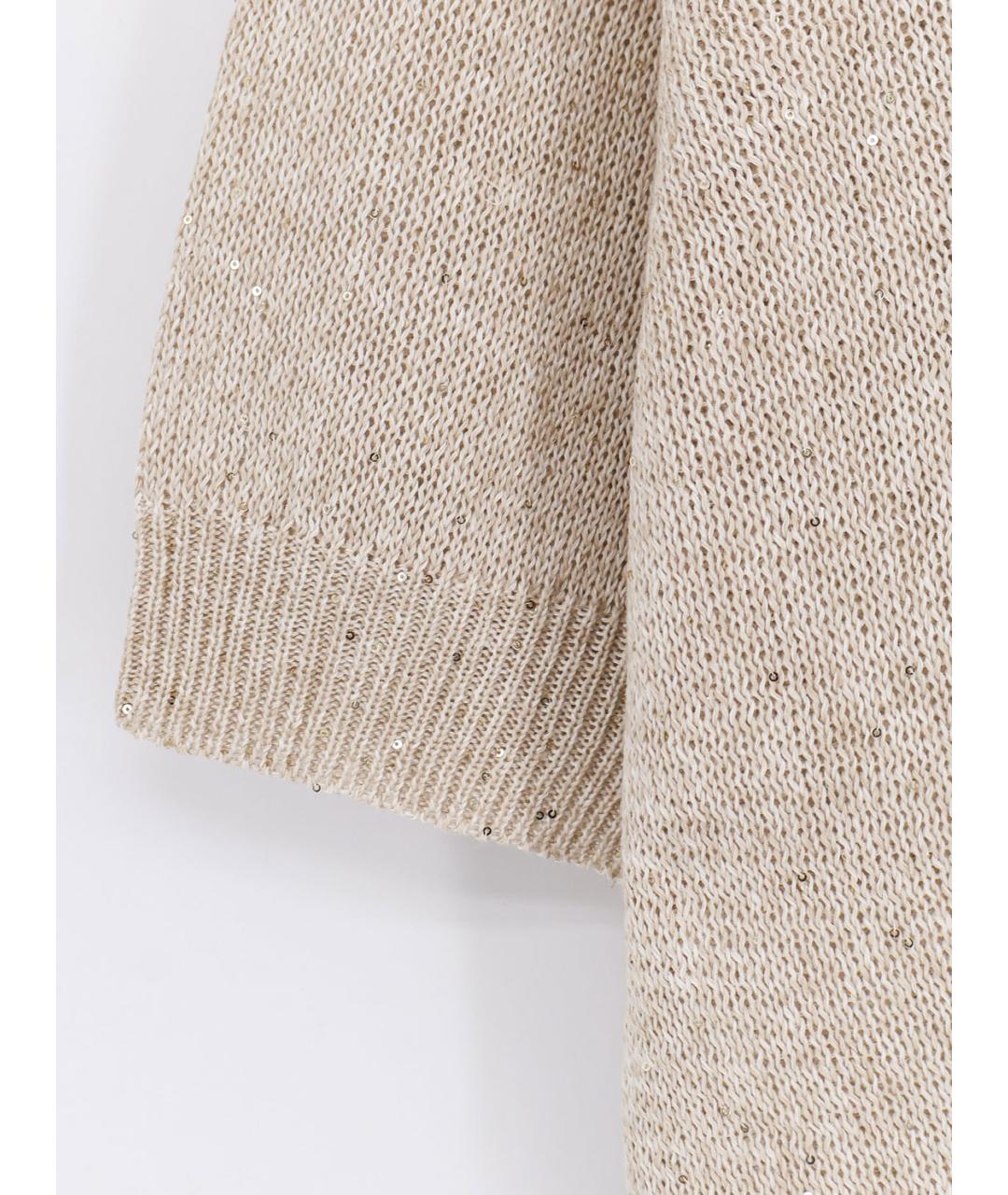 BRUNELLO CUCINELLI Бежевый льняной джемпер / свитер, фото 3