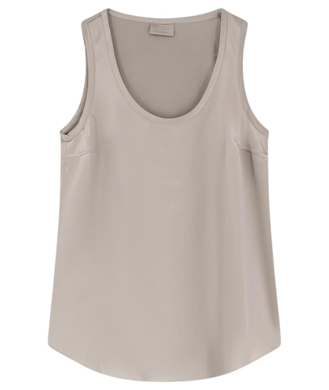 BRUNELLO CUCINELLI Бежевая шелковая майка, фото 1