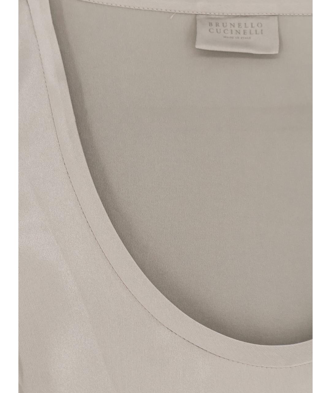 BRUNELLO CUCINELLI Бежевая шелковая майка, фото 3