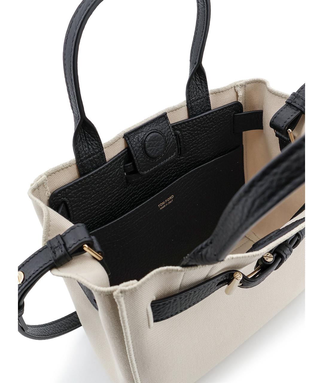 TOM FORD Бежевая тканевая сумка тоут, фото 4