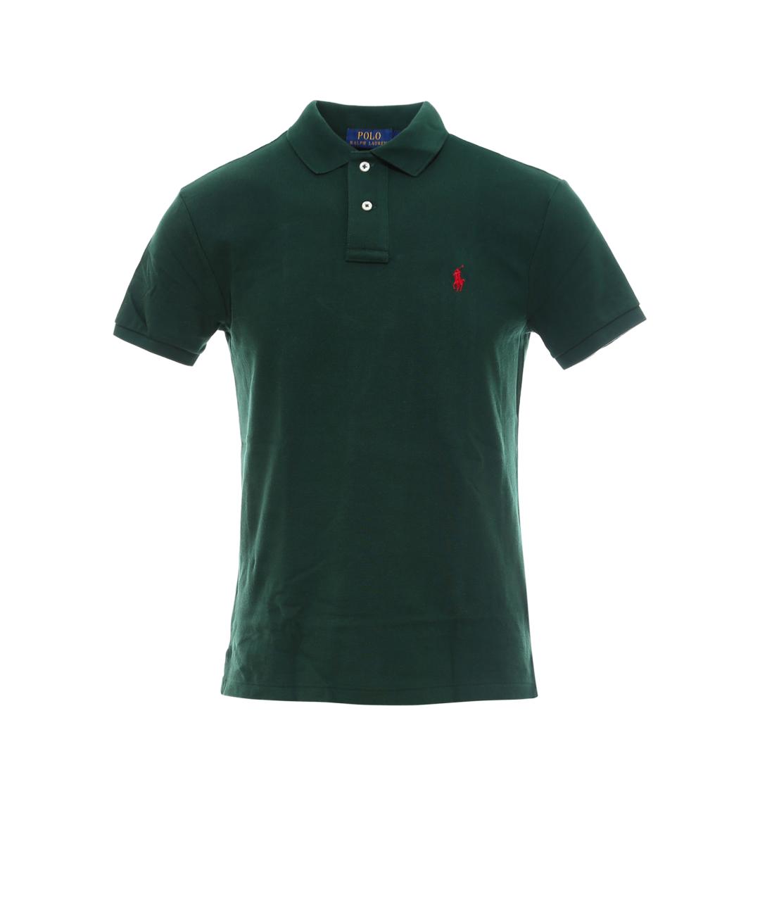 POLO RALPH LAUREN Зеленые хлопковое поло с коротким рукавом, фото 1