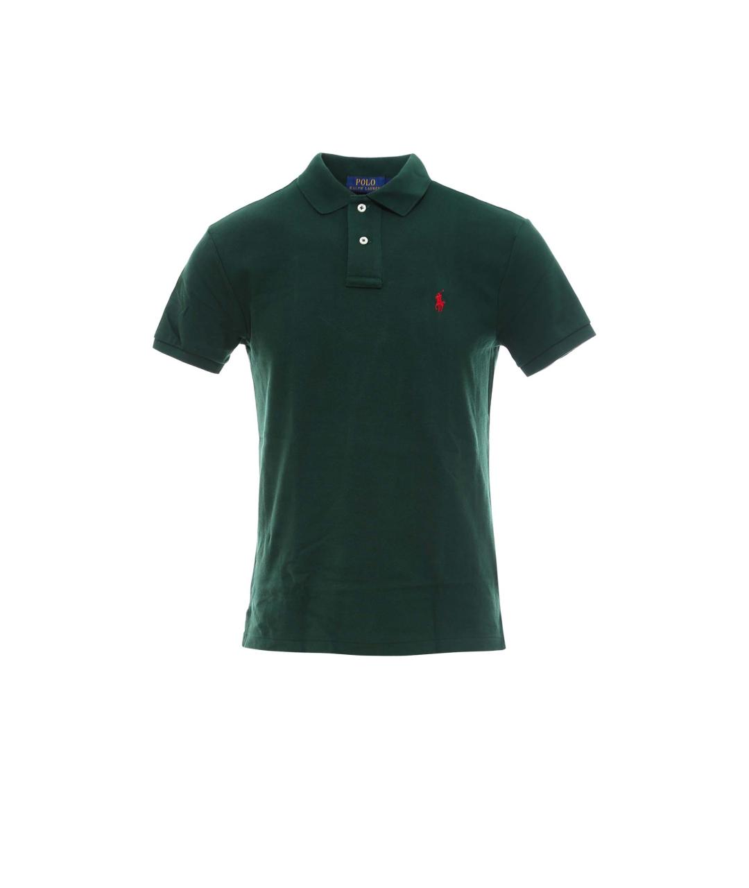 POLO RALPH LAUREN Зеленые хлопковое поло с коротким рукавом, фото 3