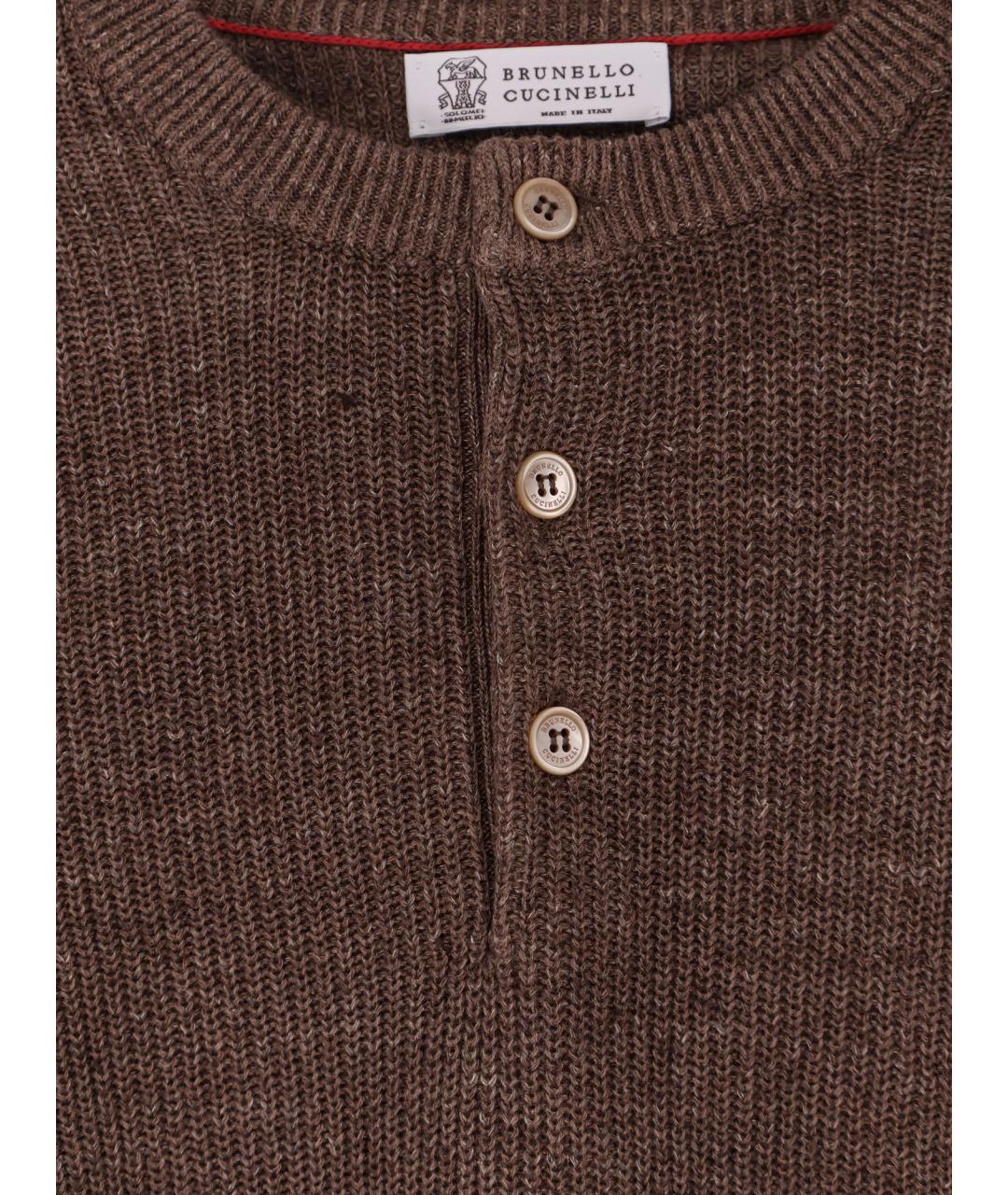 BRUNELLO CUCINELLI Коричневый хлопковый джемпер / свитер, фото 3