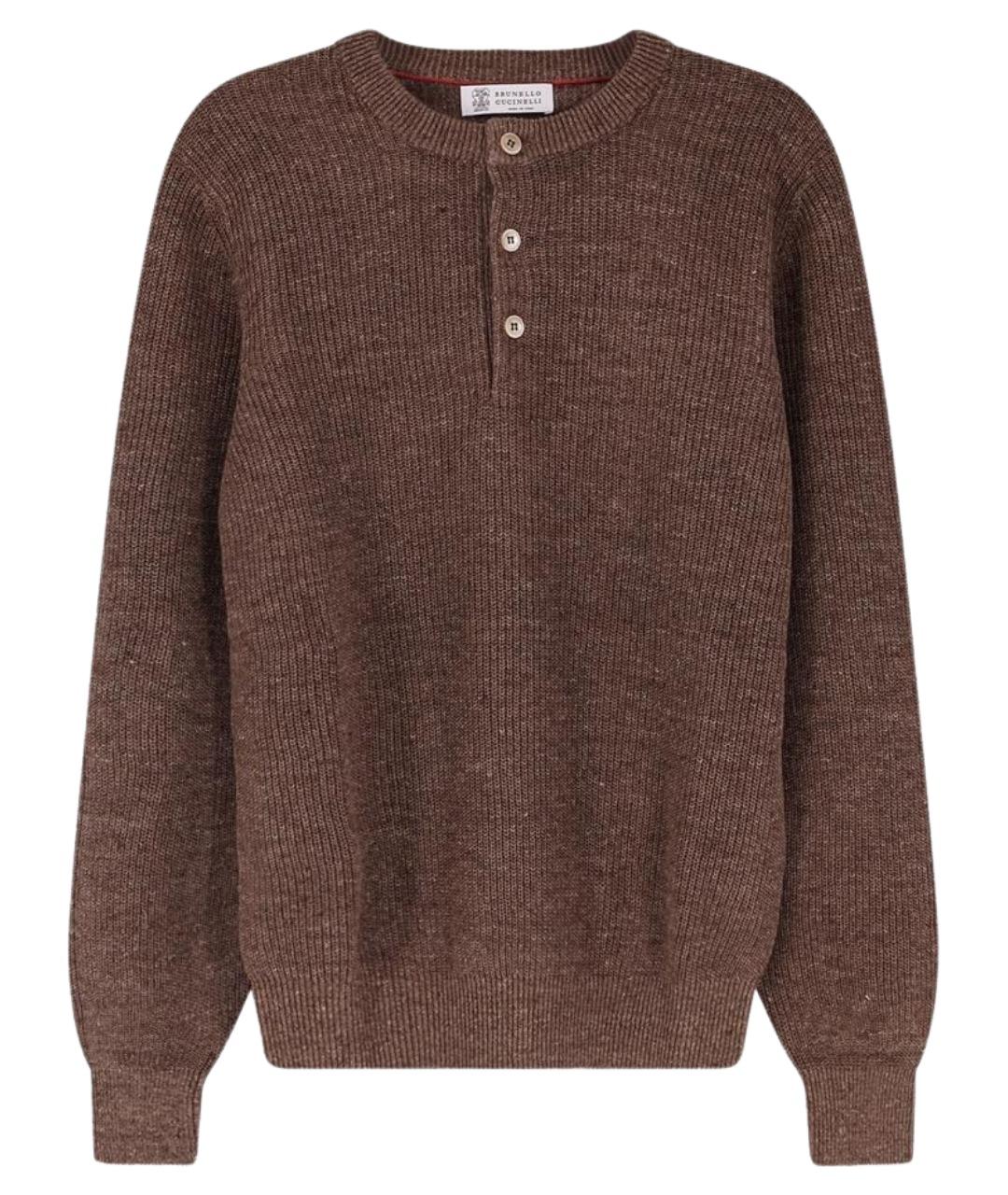 BRUNELLO CUCINELLI Коричневый хлопковый джемпер / свитер, фото 1