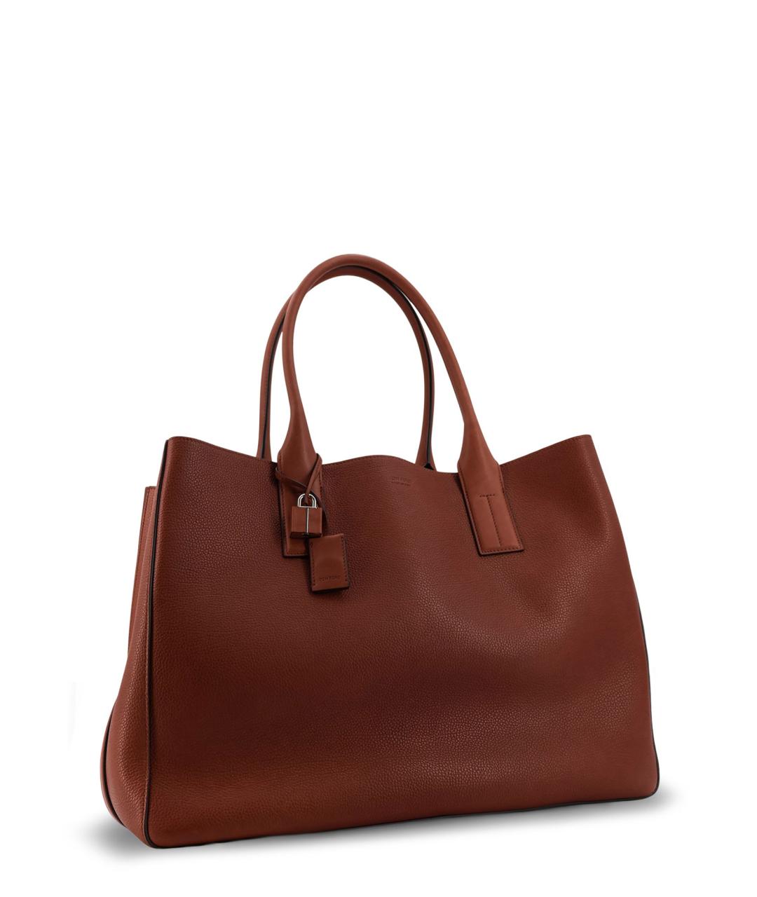 TOM FORD Коричневая кожаная сумка тоут, фото 3