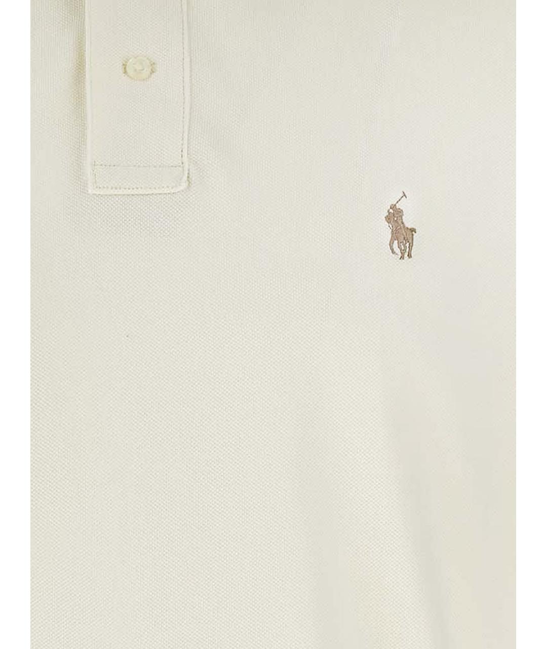 POLO RALPH LAUREN Бежевое хлопковое поло с коротким рукавом, фото 3