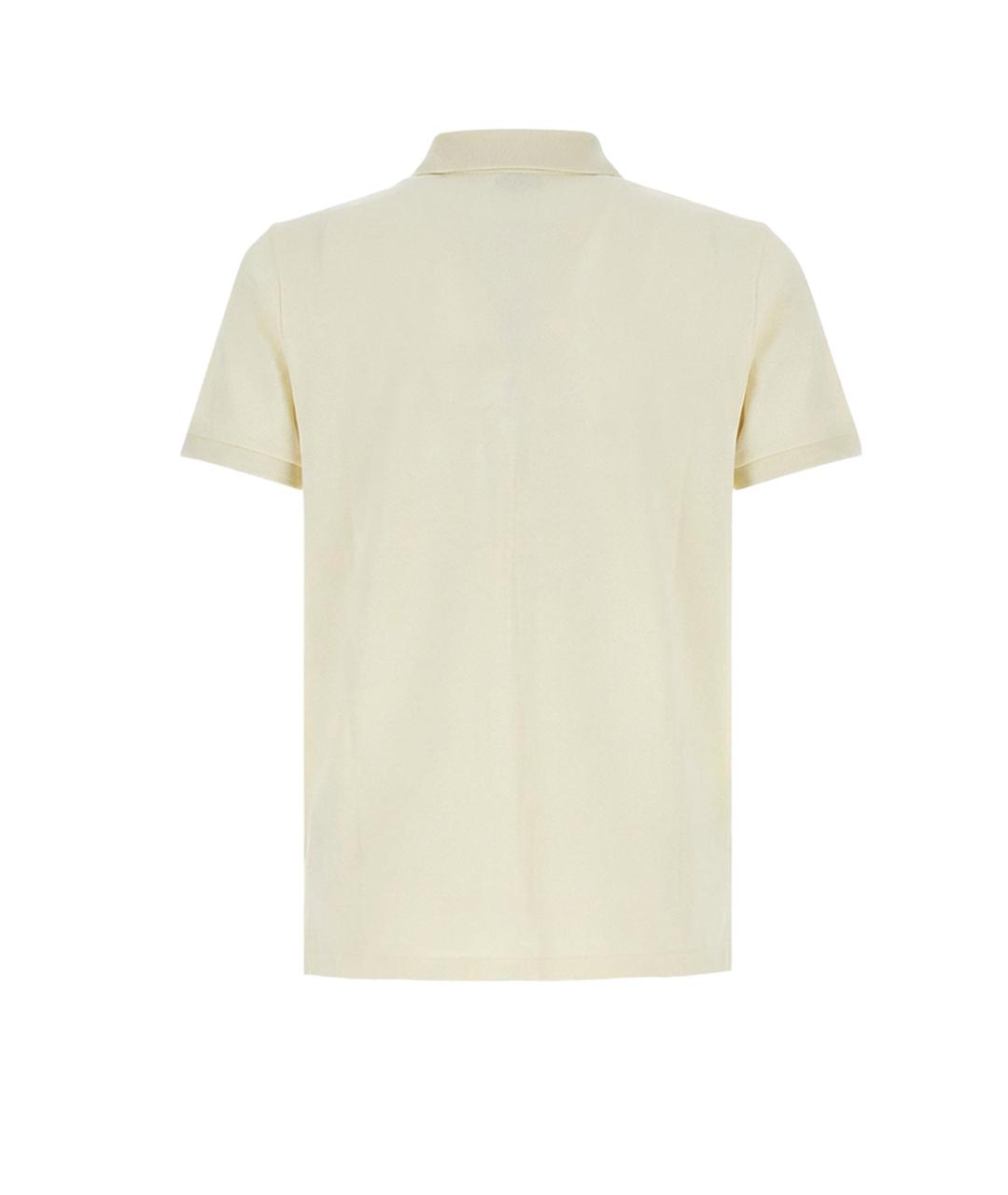 POLO RALPH LAUREN Бежевое хлопковое поло с коротким рукавом, фото 2