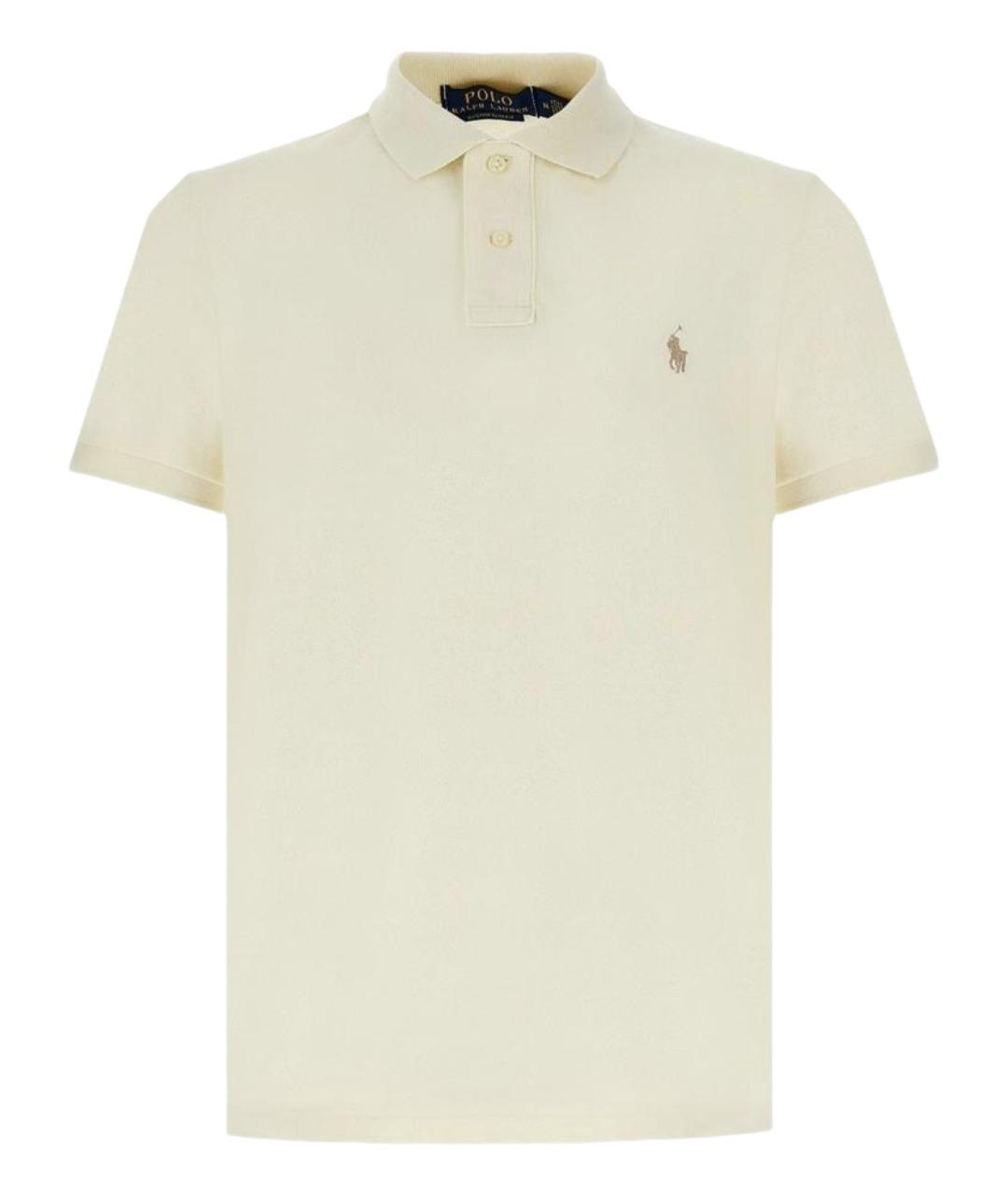 POLO RALPH LAUREN Бежевое хлопковое поло с коротким рукавом, фото 1