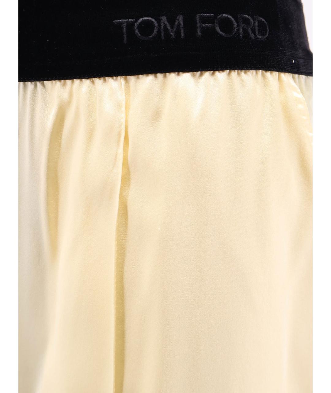 TOM FORD Желтые шелковые прямые брюки, фото 3