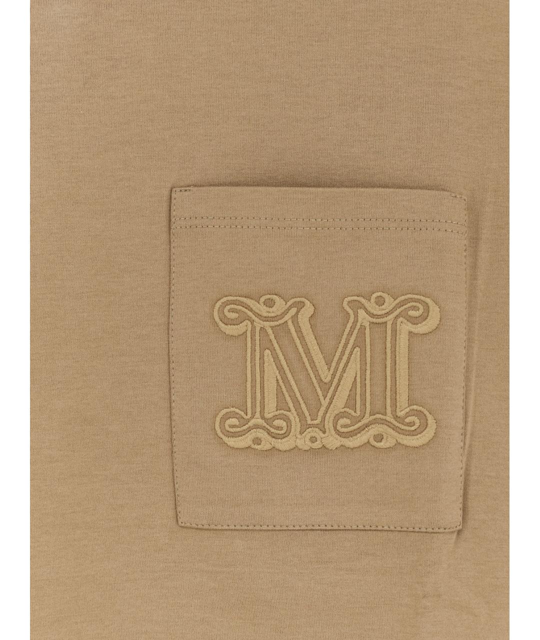 MAX MARA Бежевая хлопковая футболка, фото 3