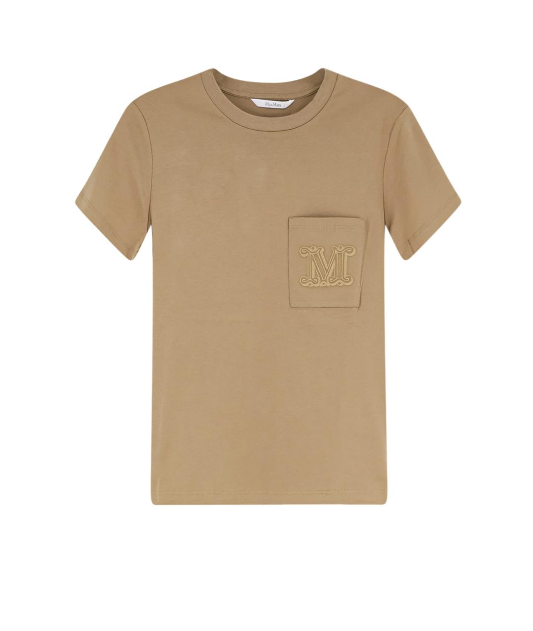 MAX MARA Бежевая хлопковая футболка, фото 1