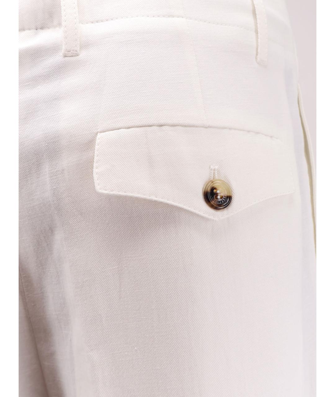 BRUNELLO CUCINELLI Белые льняные повседневные брюки, фото 3