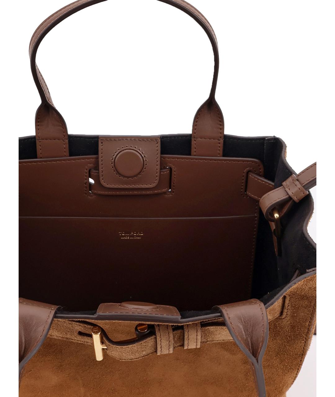 TOM FORD Коричневая замшевая сумка тоут, фото 4