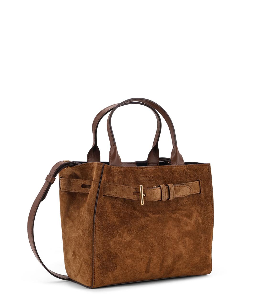 TOM FORD Коричневая замшевая сумка тоут, фото 3