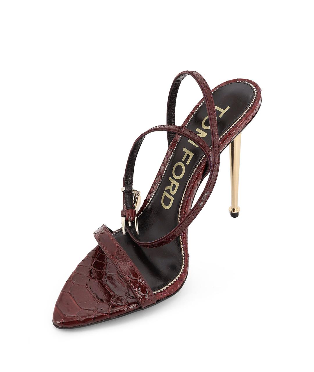 TOM FORD Бордовые кожаные босоножки, фото 4