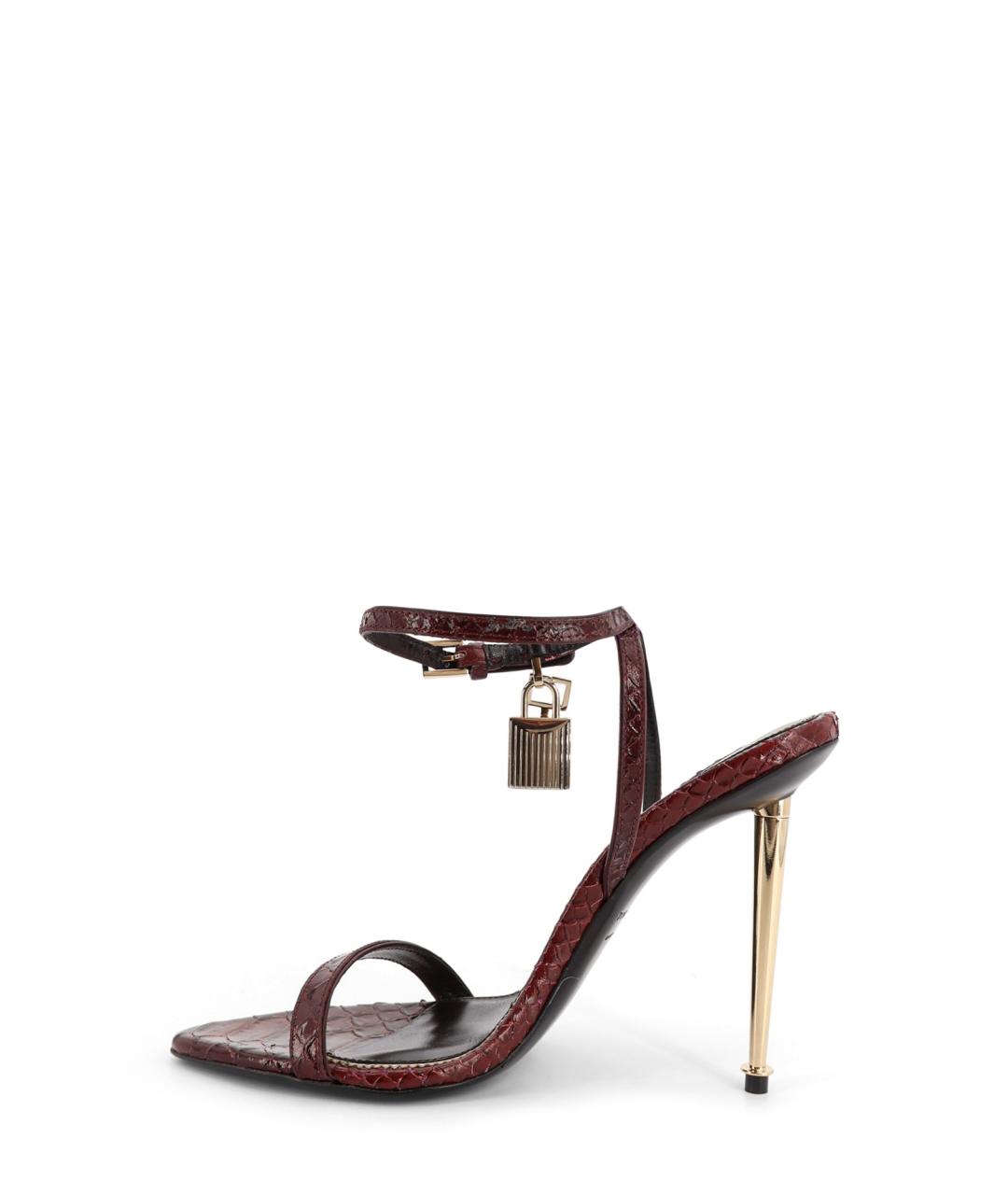 TOM FORD Бордовые кожаные босоножки, фото 3