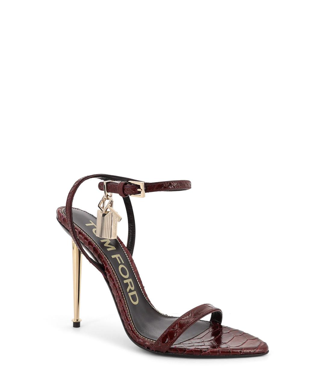 TOM FORD Бордовые кожаные босоножки, фото 2