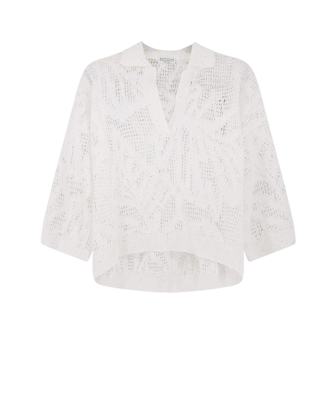 BRUNELLO CUCINELLI Белый льняной джемпер / свитер, фото 1