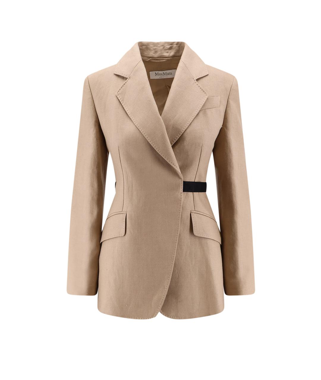 MAX MARA Бежевый льняной жакет/пиджак, фото 1