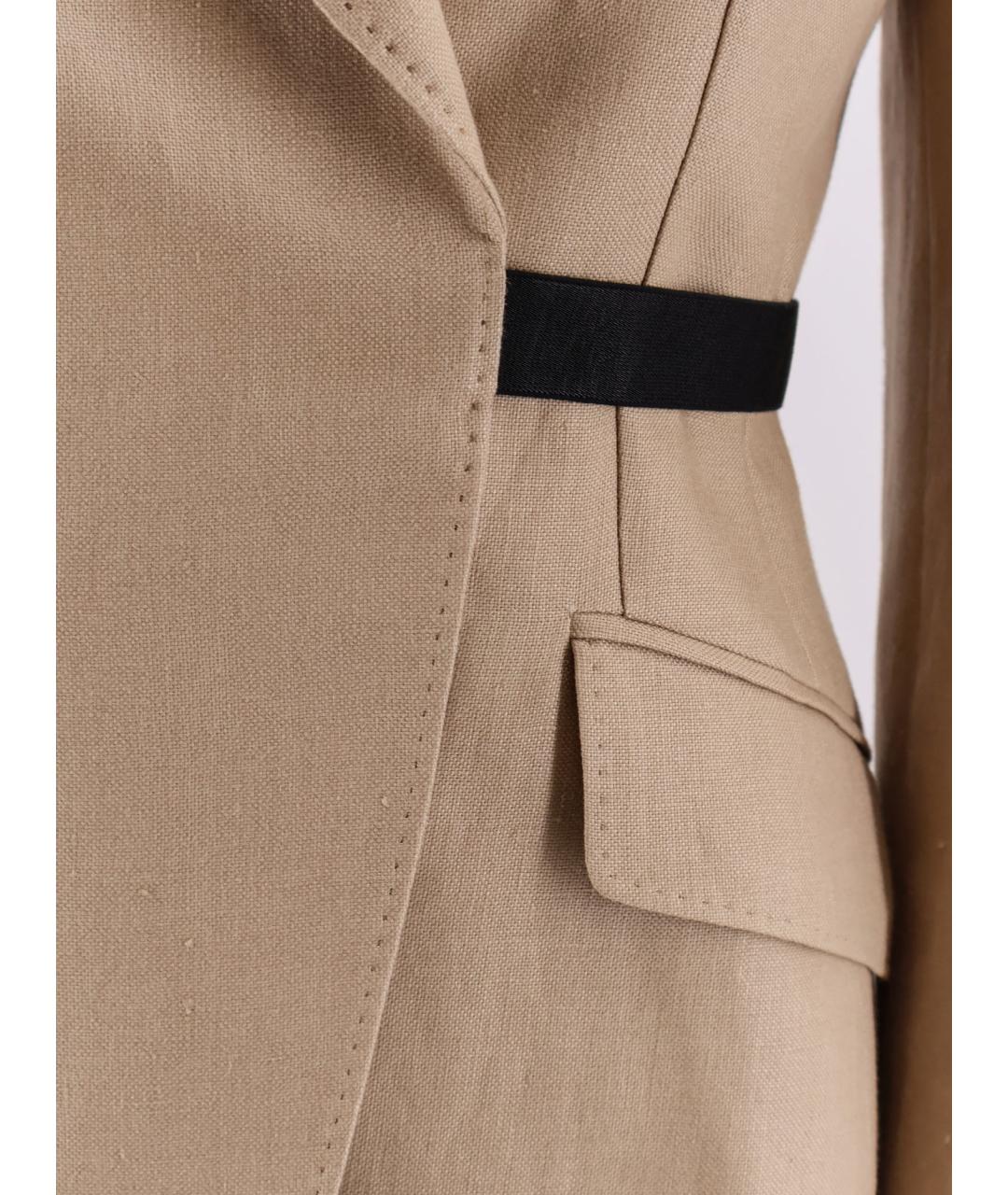 MAX MARA Бежевый льняной жакет/пиджак, фото 3