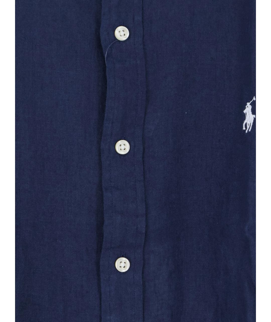 POLO RALPH LAUREN Синяя льняная кэжуал рубашка, фото 3