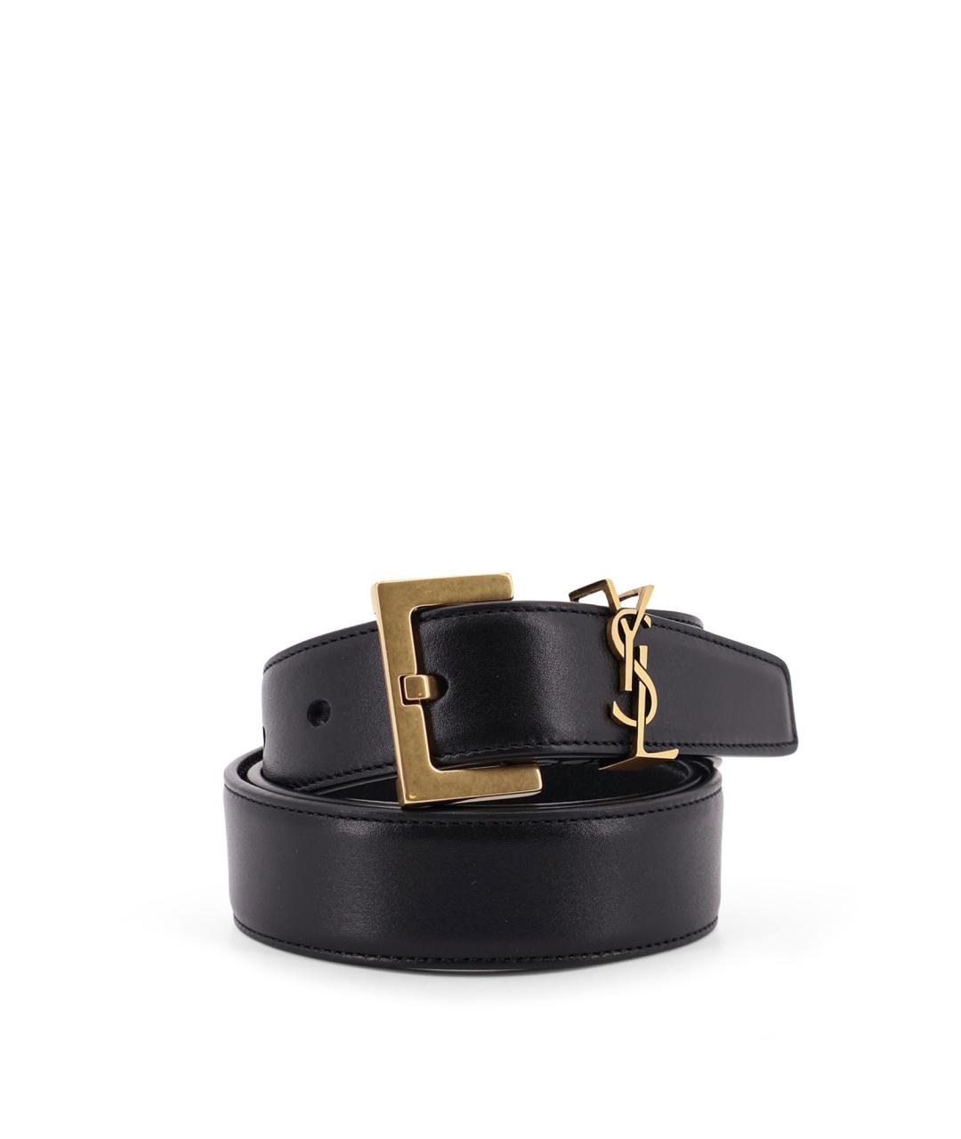SAINT LAURENT Черный кожаный ремень, фото 1